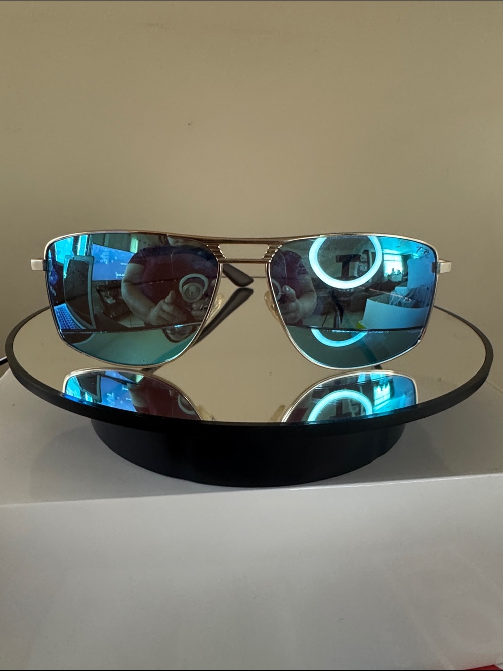 Men's Blue Mirrored Aviator Sunglasses